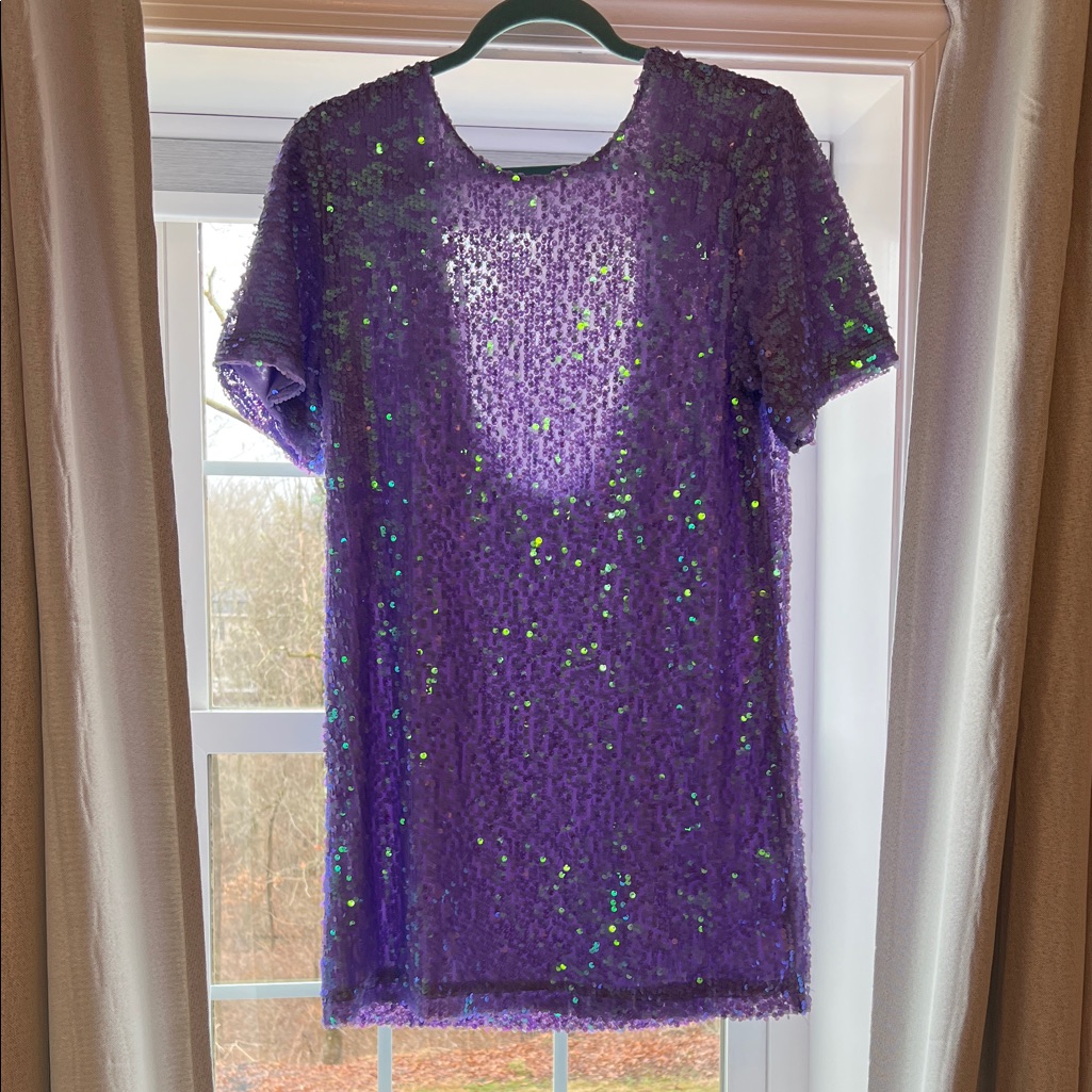 Purple Sequin Short Sleeve Top